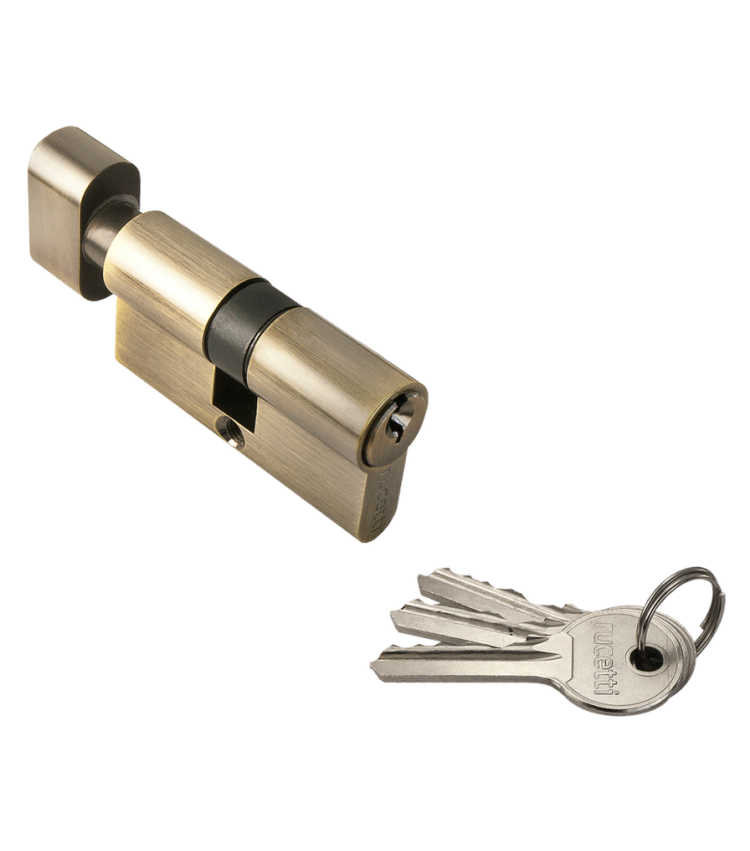 Ключевой цилиндр Rucetti с поворотной ручкой (60 мм) R60CK AB Цвет - Античная бронза